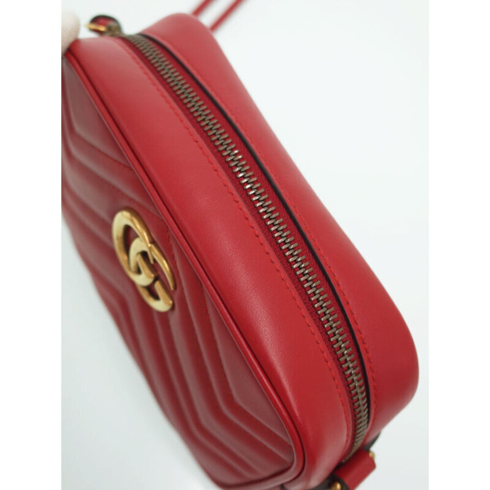 Gucci Quilted GG Marmont Shoulder Bag Red - Picture 6 of 9